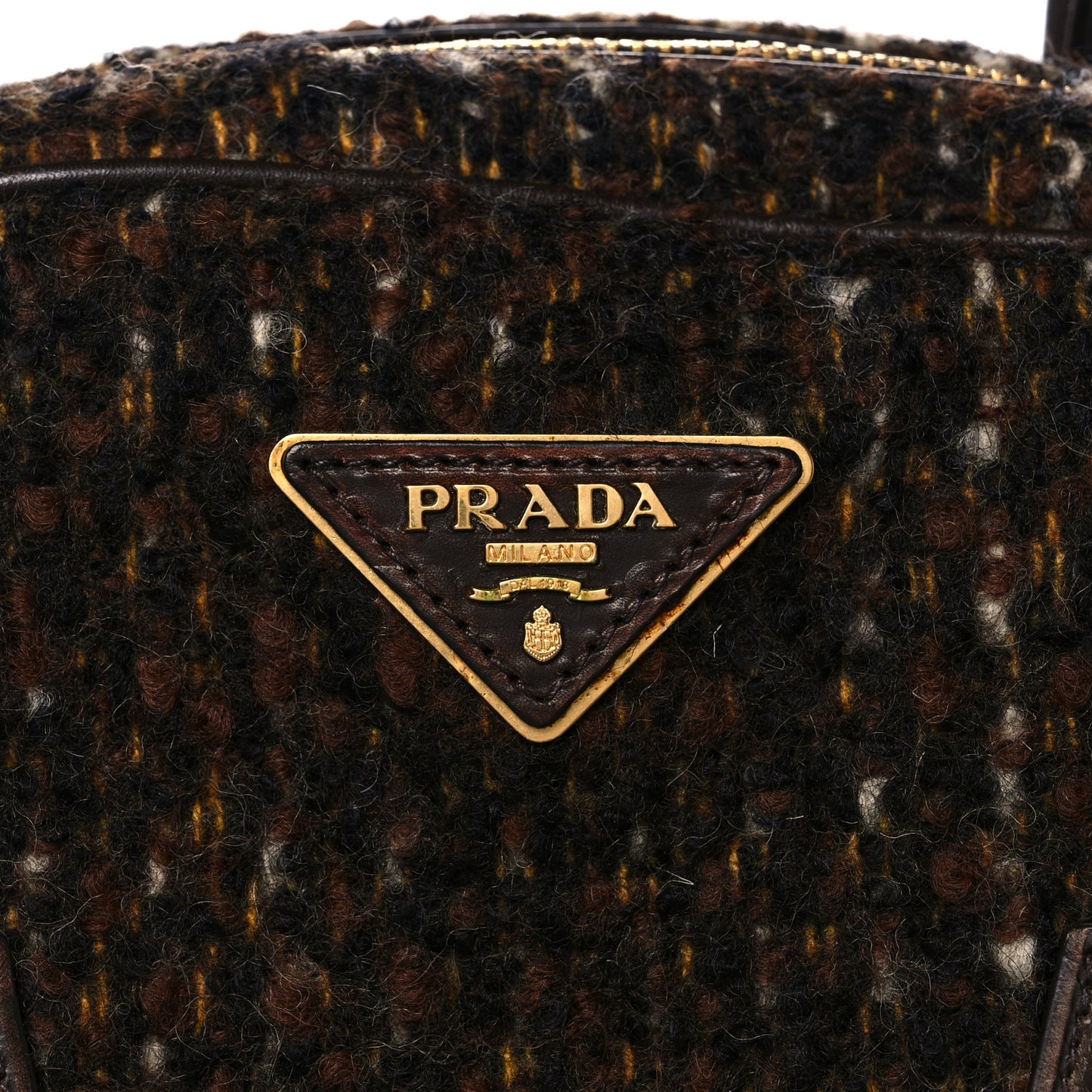 Tessuto Tweed Vitello Bowling Bag Cacao Knicker