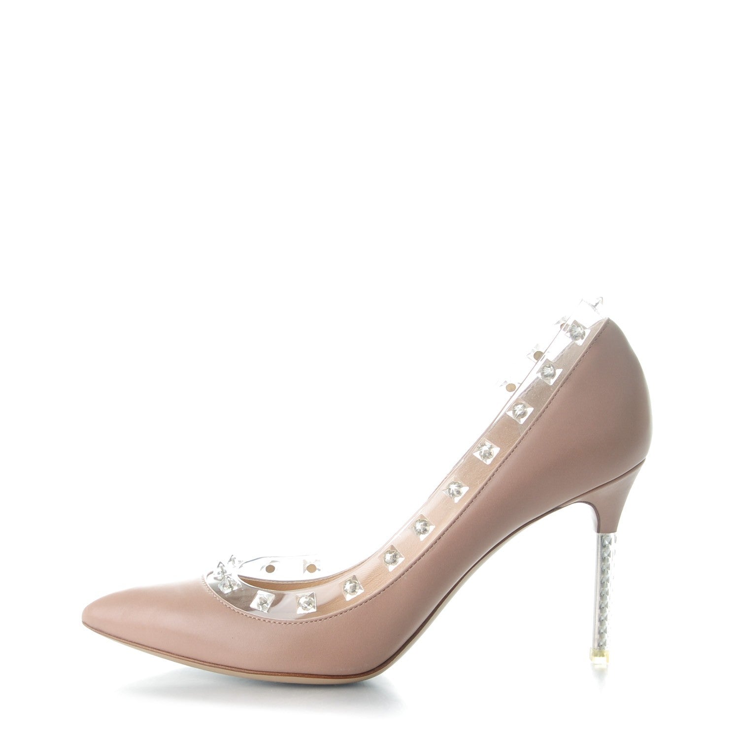 Valentino Garavani Calfskin PVC Naked Rockstud Pumps 37 Poudre 1 of 8