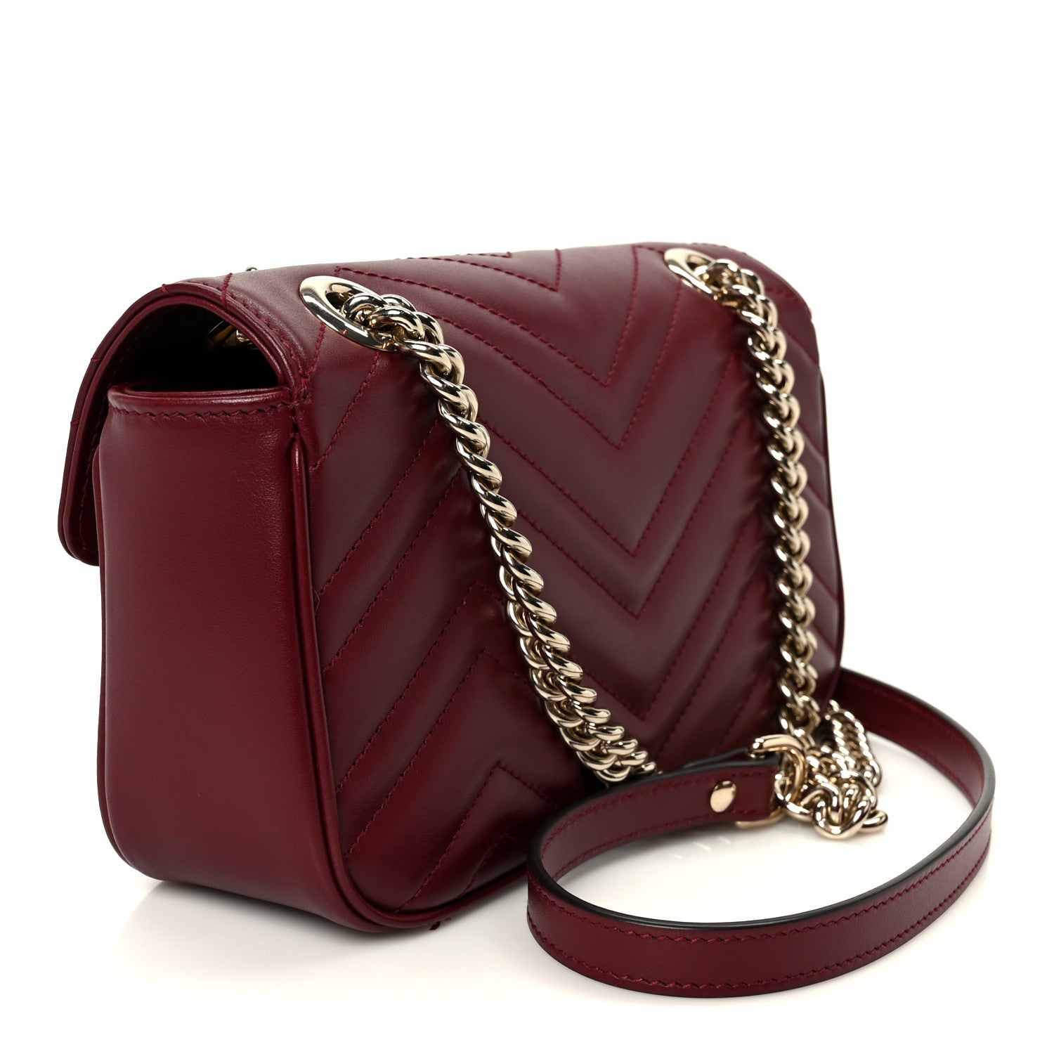 Gucci Calfskin Matelasse Small GG Marmont Shoulder Bag Rosso Ancora Red 3 of 11