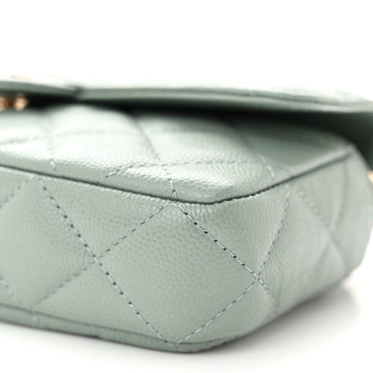 Chanel Caviar Quilted Flap Phone Holder With Chain Light Green 12 of 13