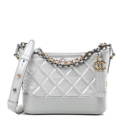 Chanel Metallic Aged Calfskin Quilted Small Gabrielle Hobo Silver 1 of 12