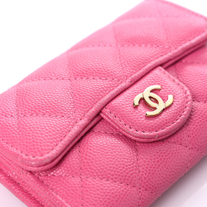 Chanel Caviar Quilted Flap Card Holder Wallet Pink 16 of 17