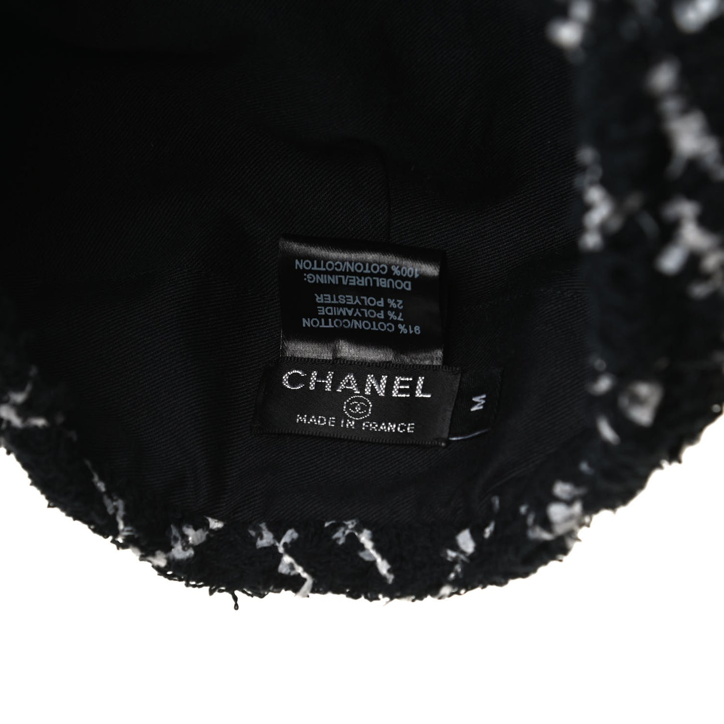 Tweed Beret Hat M Black White
