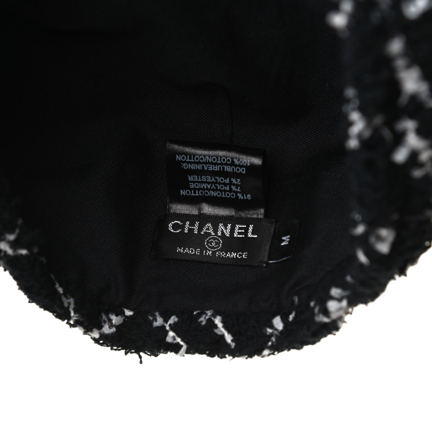 Chanel Tweed Beret Hat M Black White 6 of 6