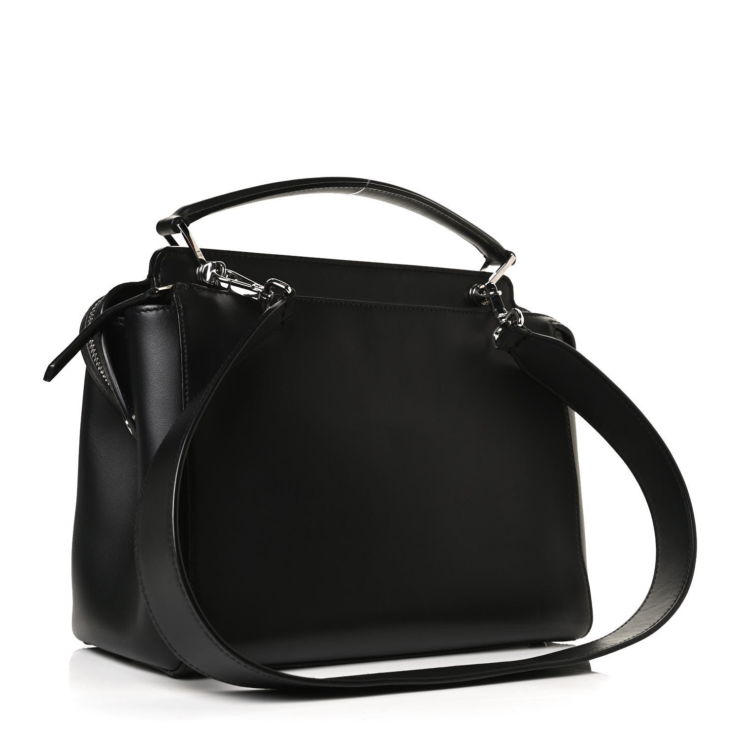 Fendi Vitello Baltico Dolce DotCom Satchel Black Blue Royal 3 of 9