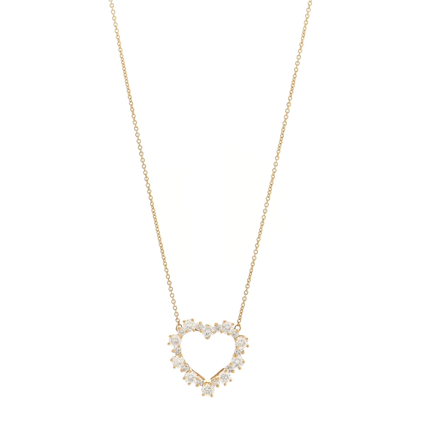 18K Yellow Gold Diamond Heart Pendant Necklace