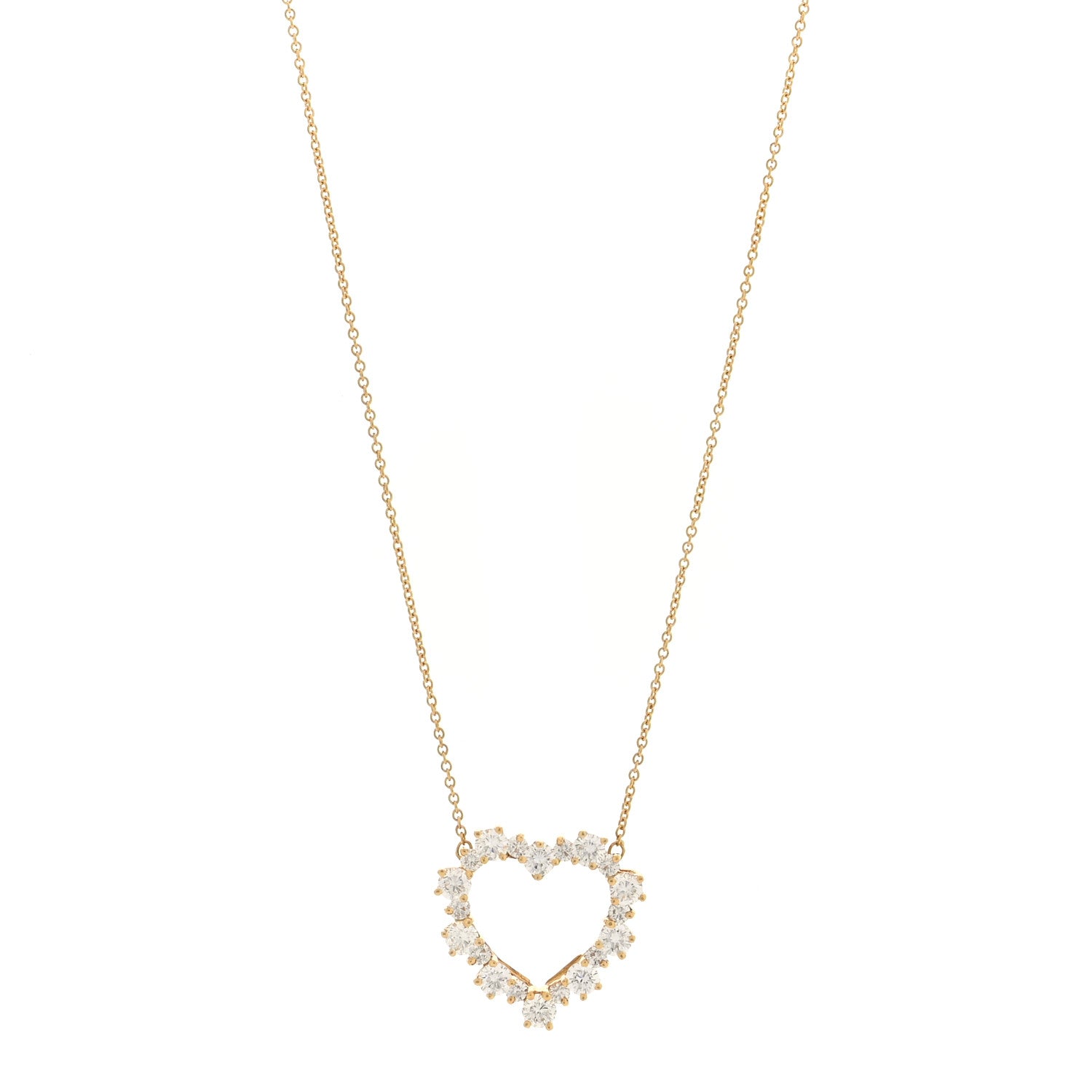 Tiffany 18K Yellow Gold Diamond Heart Pendant Necklace 1 of 5