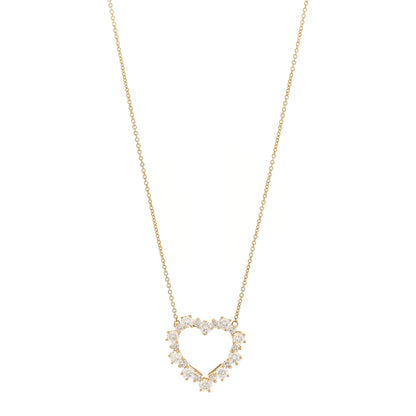 Tiffany 18K Yellow Gold Diamond Heart Pendant Necklace 1 of 5