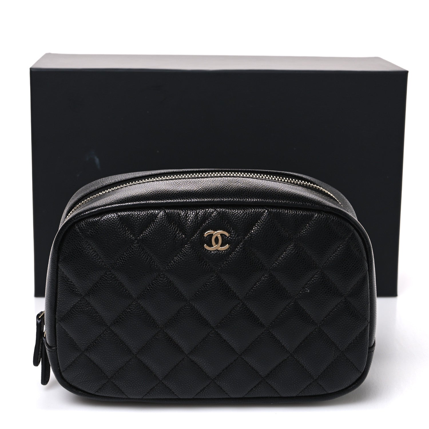 Chanel Caviar Quilted Medium Curvy Pouch Cosmetic Case Black 8 of 8
