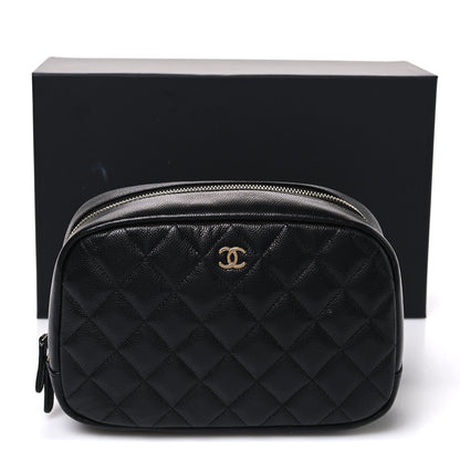 Chanel Caviar Quilted Medium Curvy Pouch Cosmetic Case Black 8 of 8