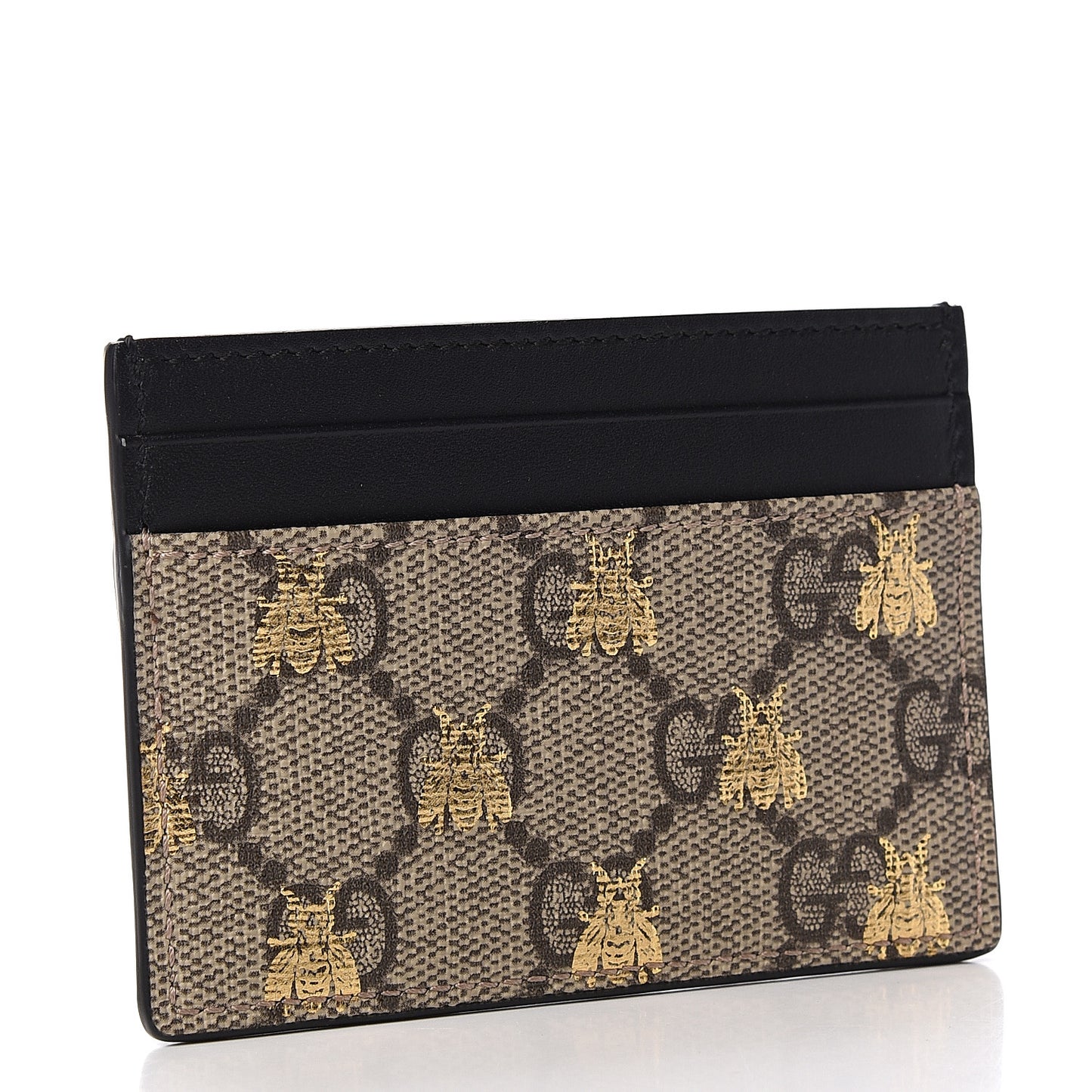 GG Supreme Monogram Bees Card Holder Black