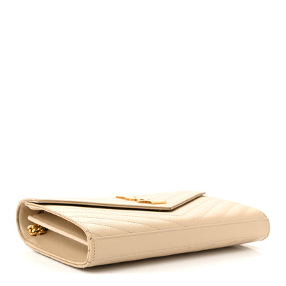 Saint Laurent Grain De Poudre Matelasse Chevron Monogram Chain Wallet Nude Powder Nude Powder 4 of 11