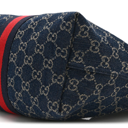 Gucci Denim GG Monogram Web Small Giglio Tote Blue White 11 of 11