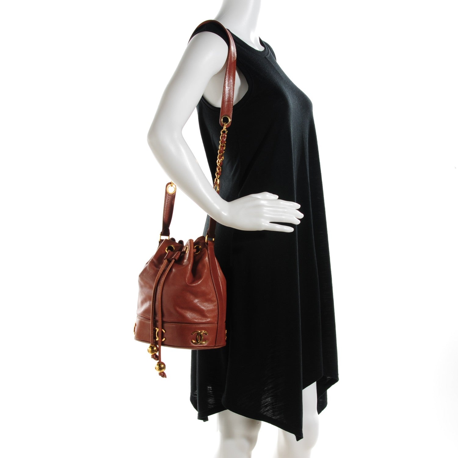 Chanel Lambskin CC Drawstring Shoulder Bag Light Brown 2 of 9