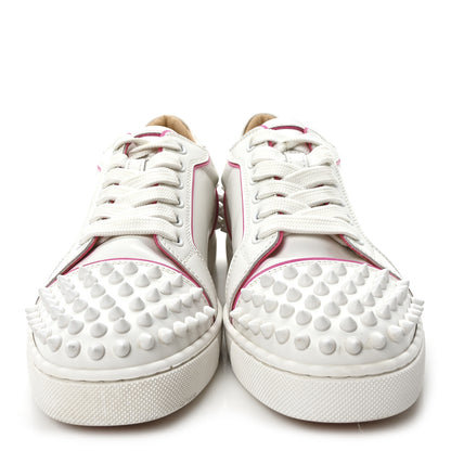 Christian Louboutin Calfskin Spikes Womens Vieira 2 Flat Sneakers 36 White Rose 3 of 9