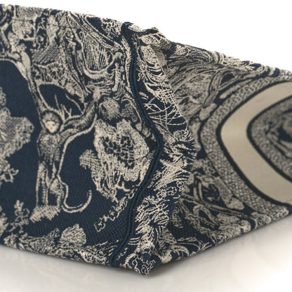 Christian Dior Canvas Embroidered Large Dioriviera Toile De Jouy Reverse Book Tote Blue 10 of 13