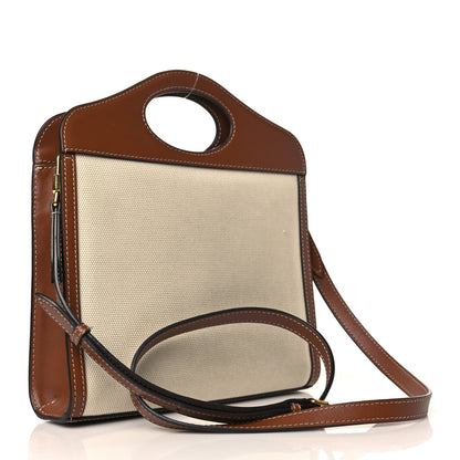 Burberry Canvas Smooth Calfskin Two Tone Mini Pocket Bag Natural Malt Brown 3 of 10