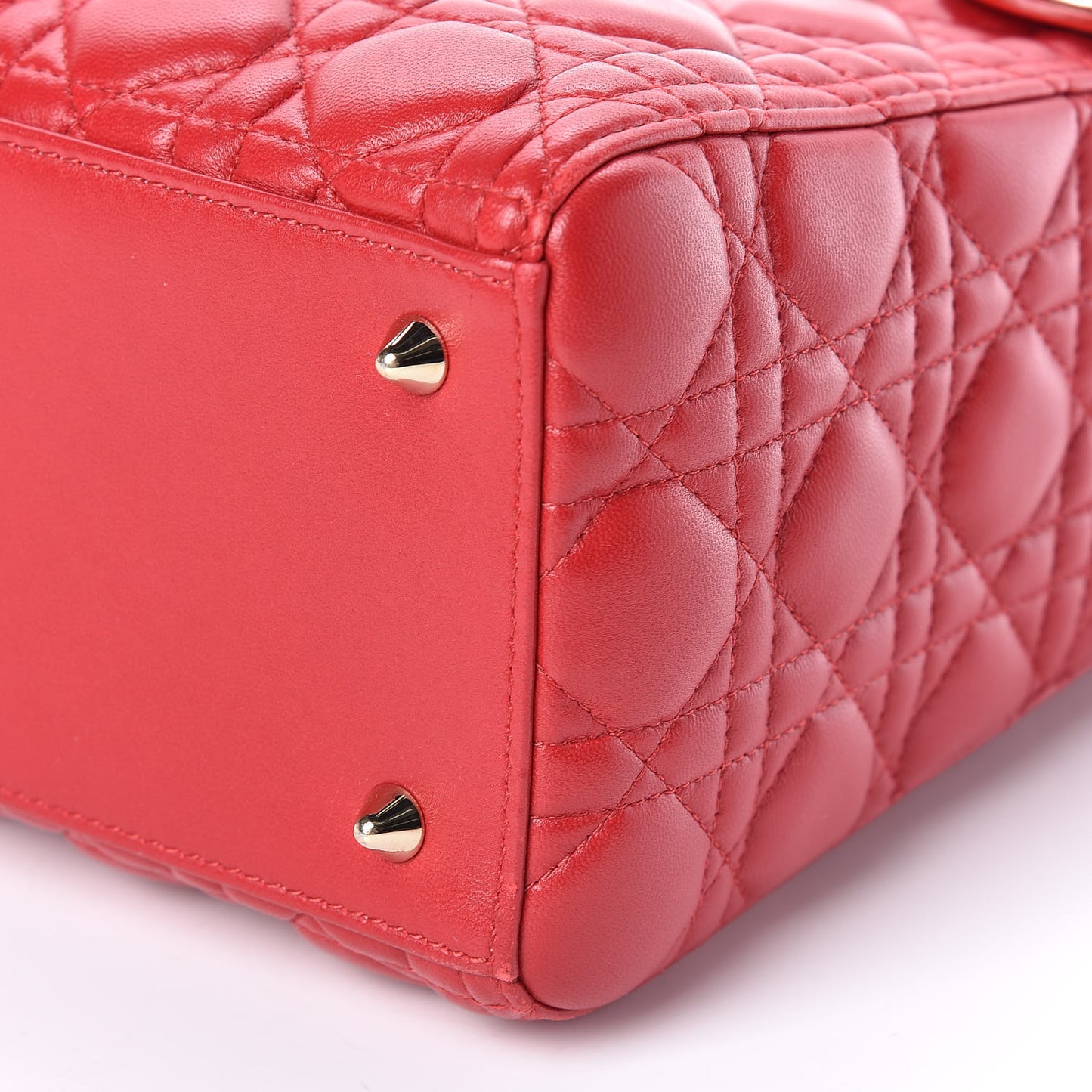 Lambskin Cannage Medium Lady Dior Red