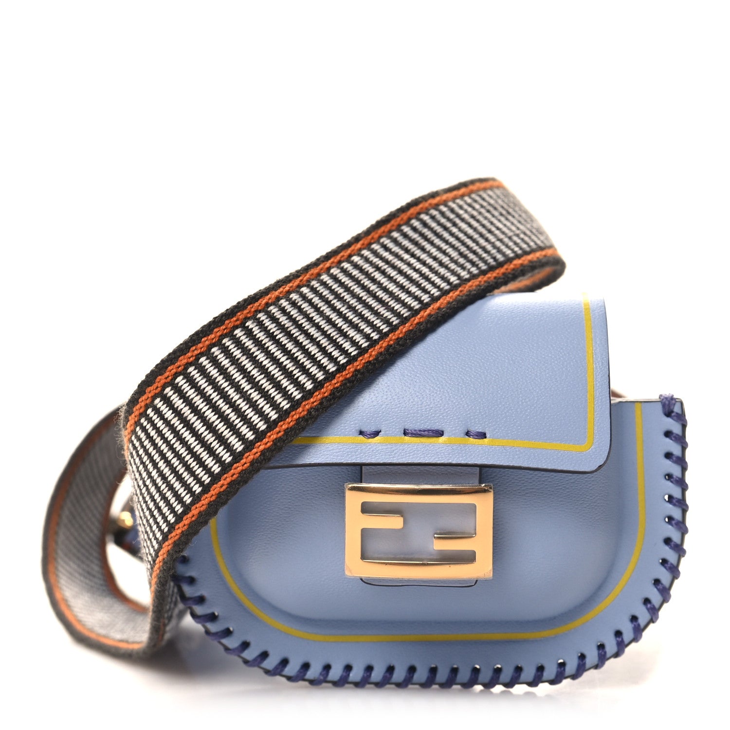 Fendi Vitello King Logo Pico Baguette Strap Airpods Pro Case Azzurro Baby 1 of 9