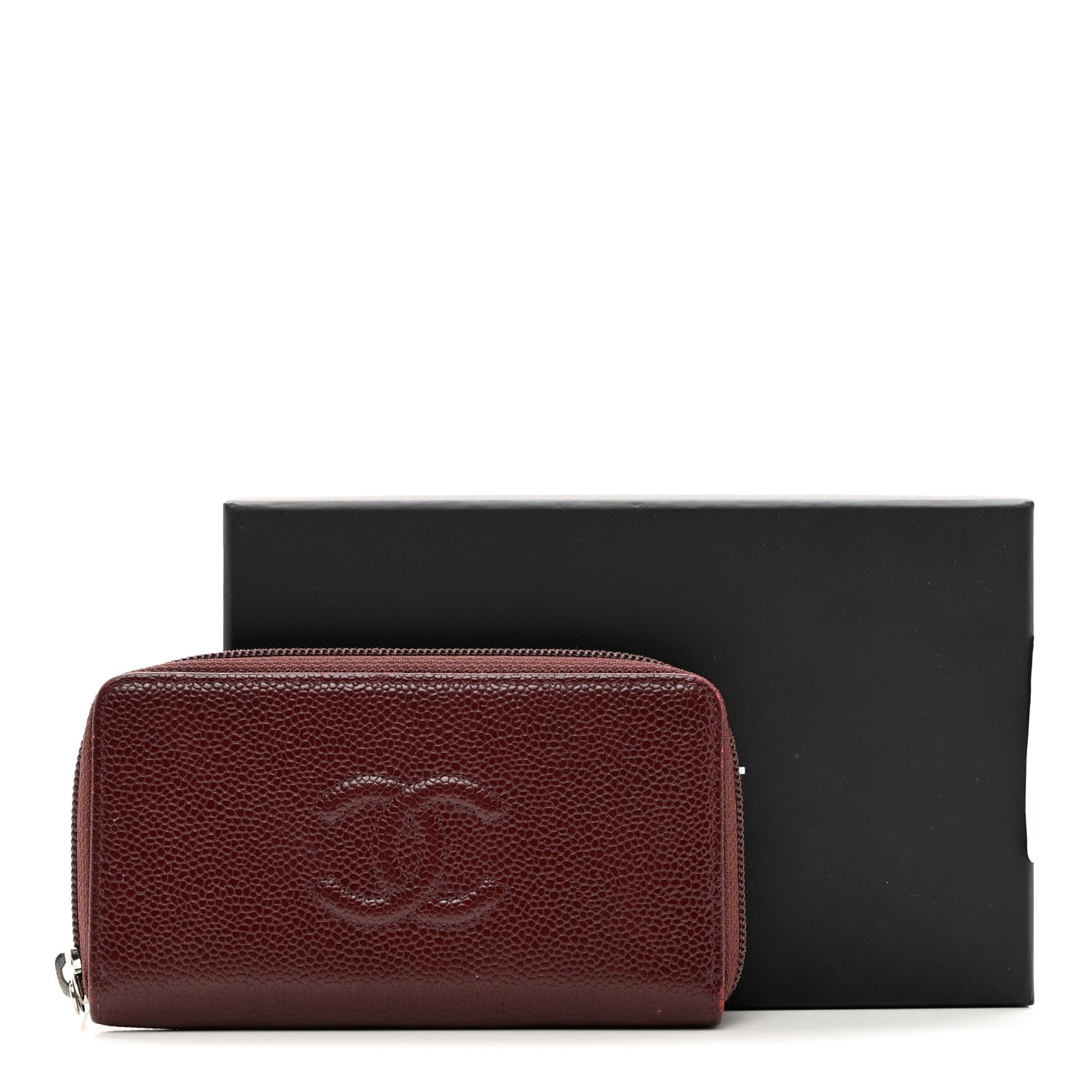Caviar Small Timeless Zip Around Wallet Burgundy