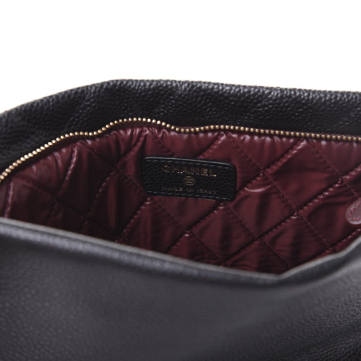 Caviar Quilted CC Beauty Clutch Black