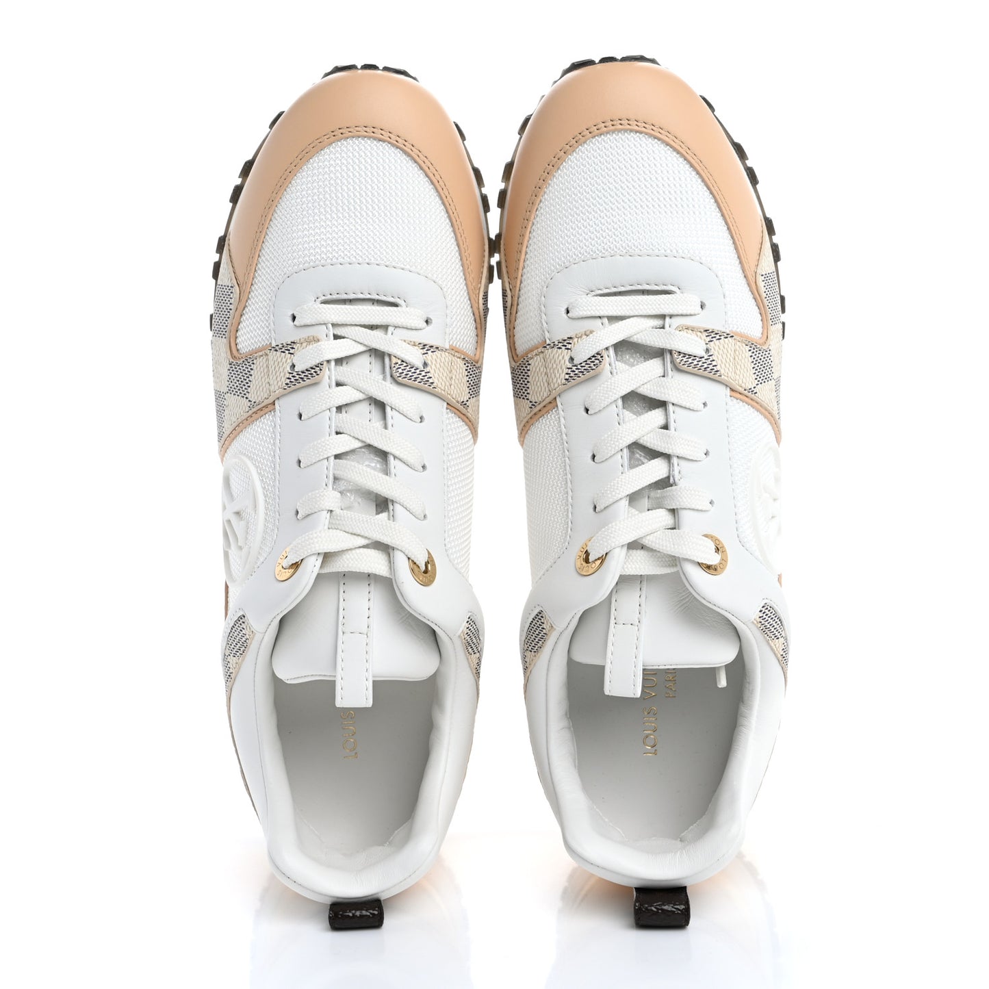 Calfskin Damier Azur Run Away Sneakers 37.5 White