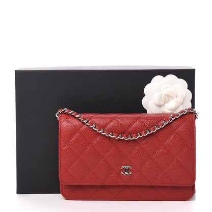 Chanel Caviar Quilted Wallet on Chain WOC Red 12 of 12