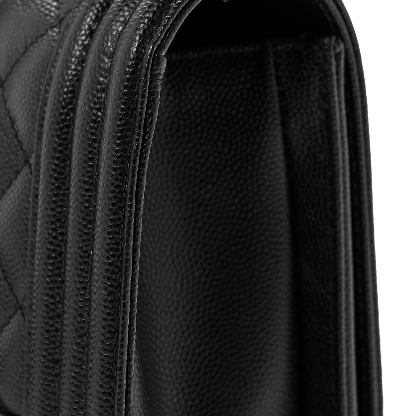 Caviar Quilted Small Boy Flap Black
