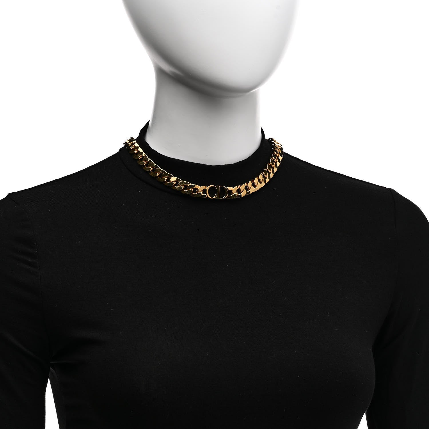 Christian Dior Metal Danseuse Etoile Chain Choker Necklace Gold 2 of 5