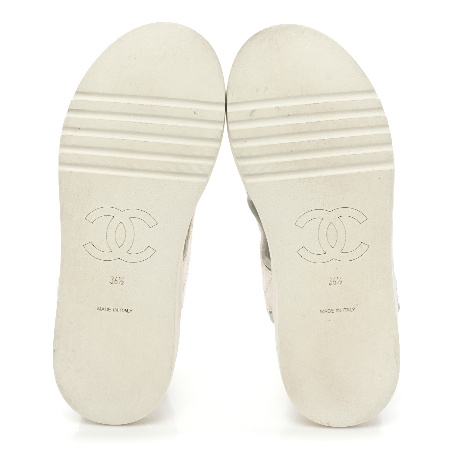 Chanel Goatskin Fabric Gladiator Sandals 36.5 White Light Grey Navy Blue 6 of 14