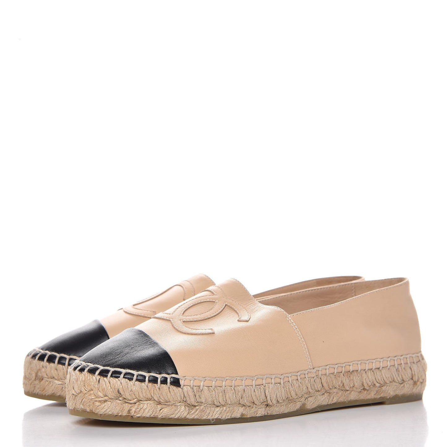 Lambskin CC Espadrilles 37 Beige Black