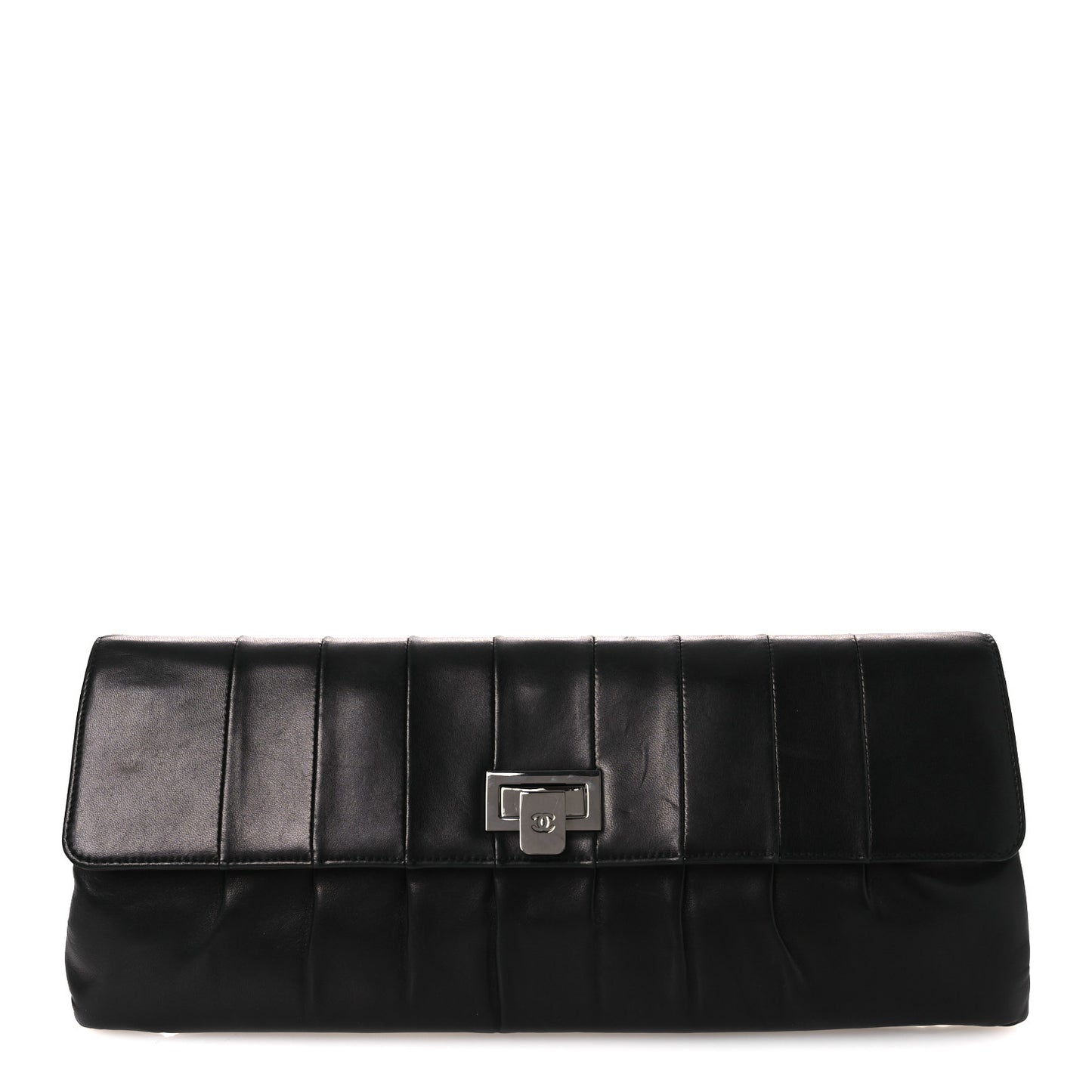 Lambskin Vertical Quilted Clutch Black