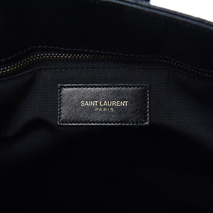 Saint Laurent Grain De Poudre Matelasse Chevron Monogram Shopping Bag Black 6 of 18