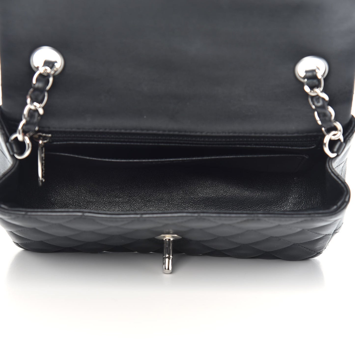 Lambskin Quilted Mini Rectangular Flap Black