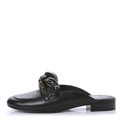 Chanel Lambskin Chain Braided Mules 40 Black 1 of 9