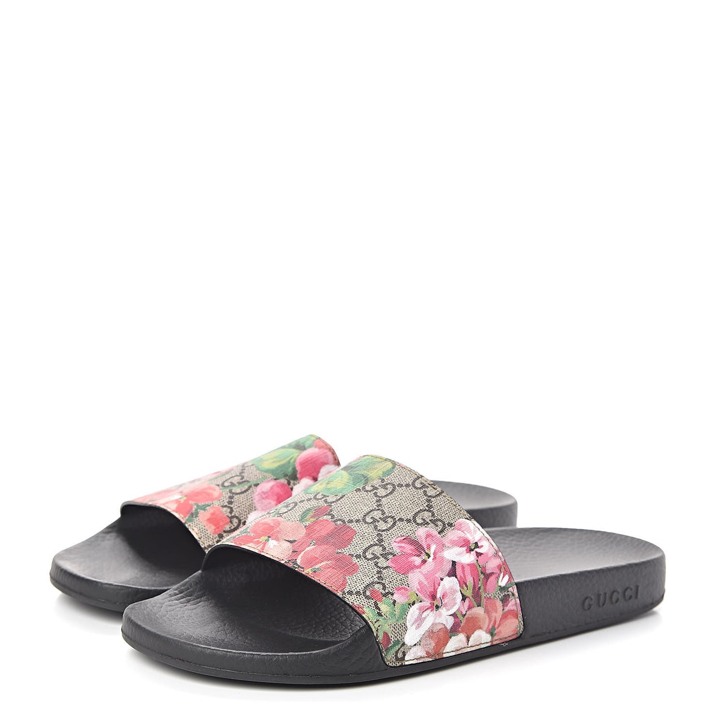 GG Supreme Monogram Blooms Slide Sandals 41 Beige Multicolor