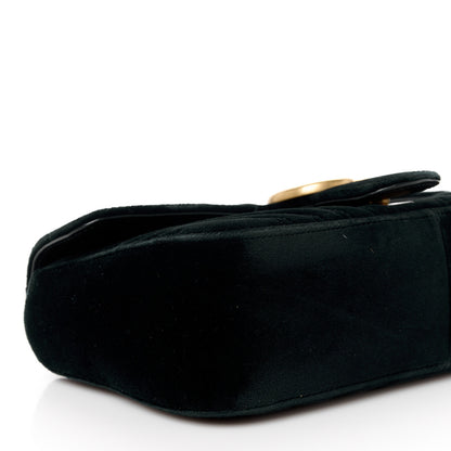 Gucci Velvet Matelasse Small GG Marmont Shoulder Bag Black 10 of 11