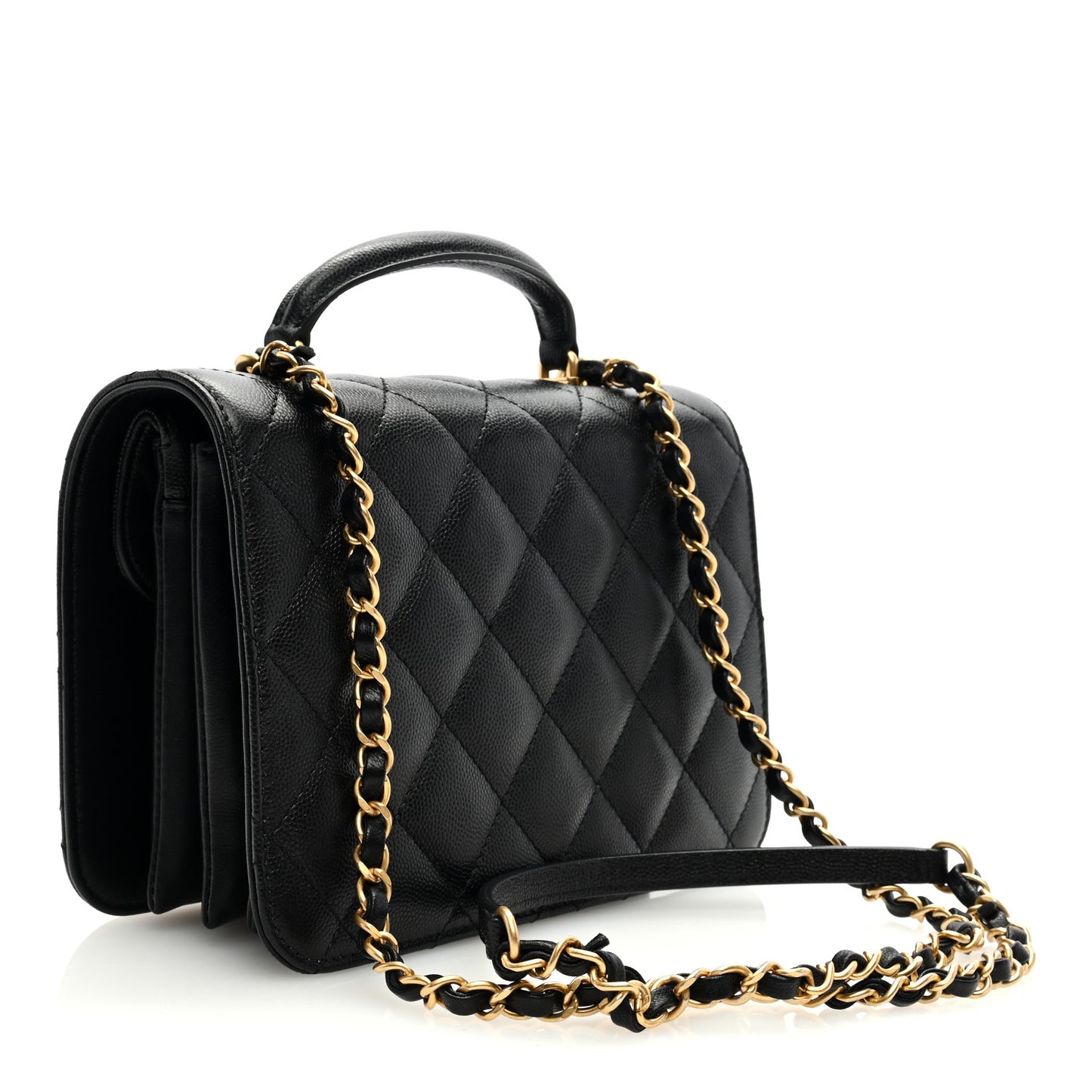 Caviar Quilted Mini Top Handle Flap Black
