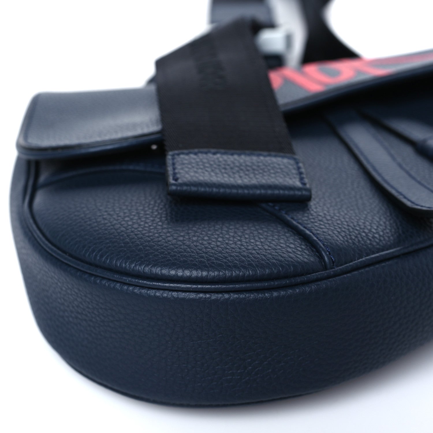 Christian Dior X SHAWN STUSSY Grained Calfskin Ox Head Saddle Bag Navy Blue 7 of 8