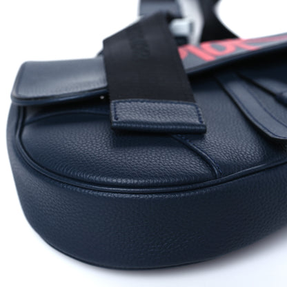 Christian Dior X SHAWN STUSSY Grained Calfskin Ox Head Saddle Bag Navy Blue 7 of 8