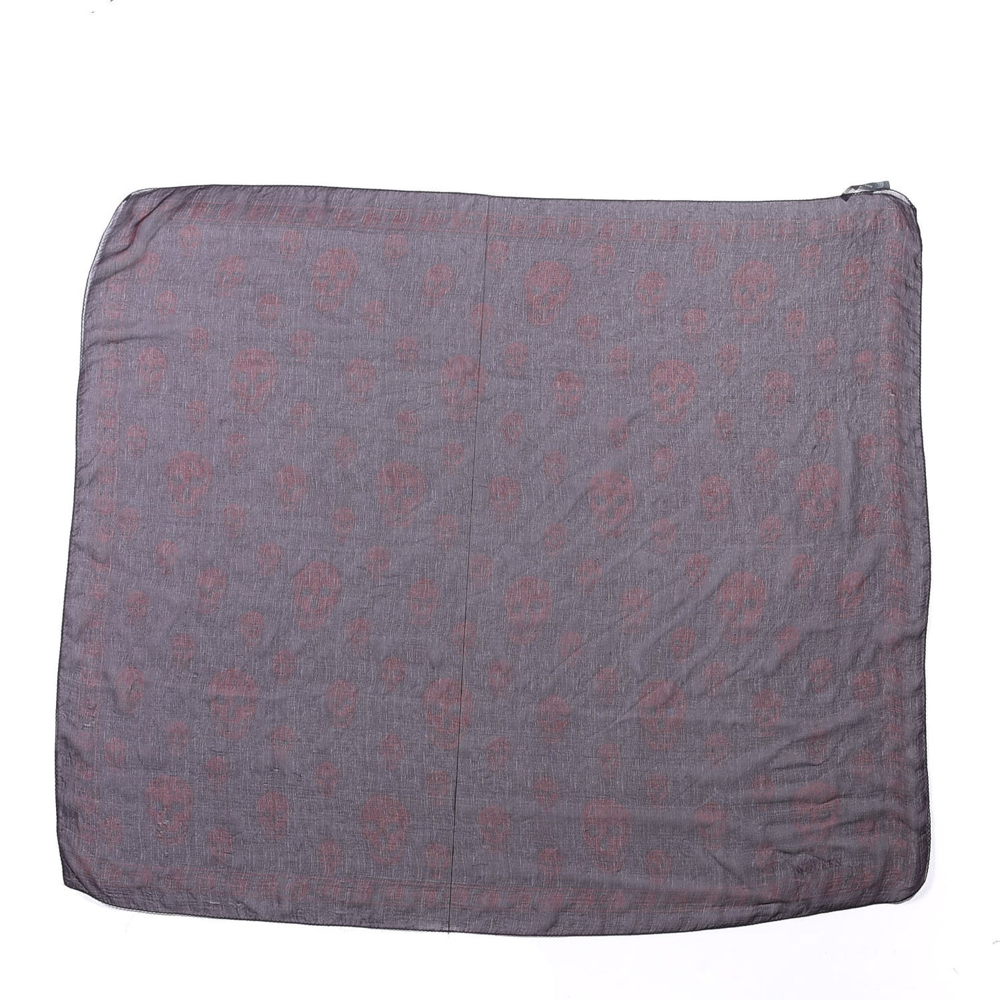 Silk Chiffon Skull Scarf Bordeaux Grey