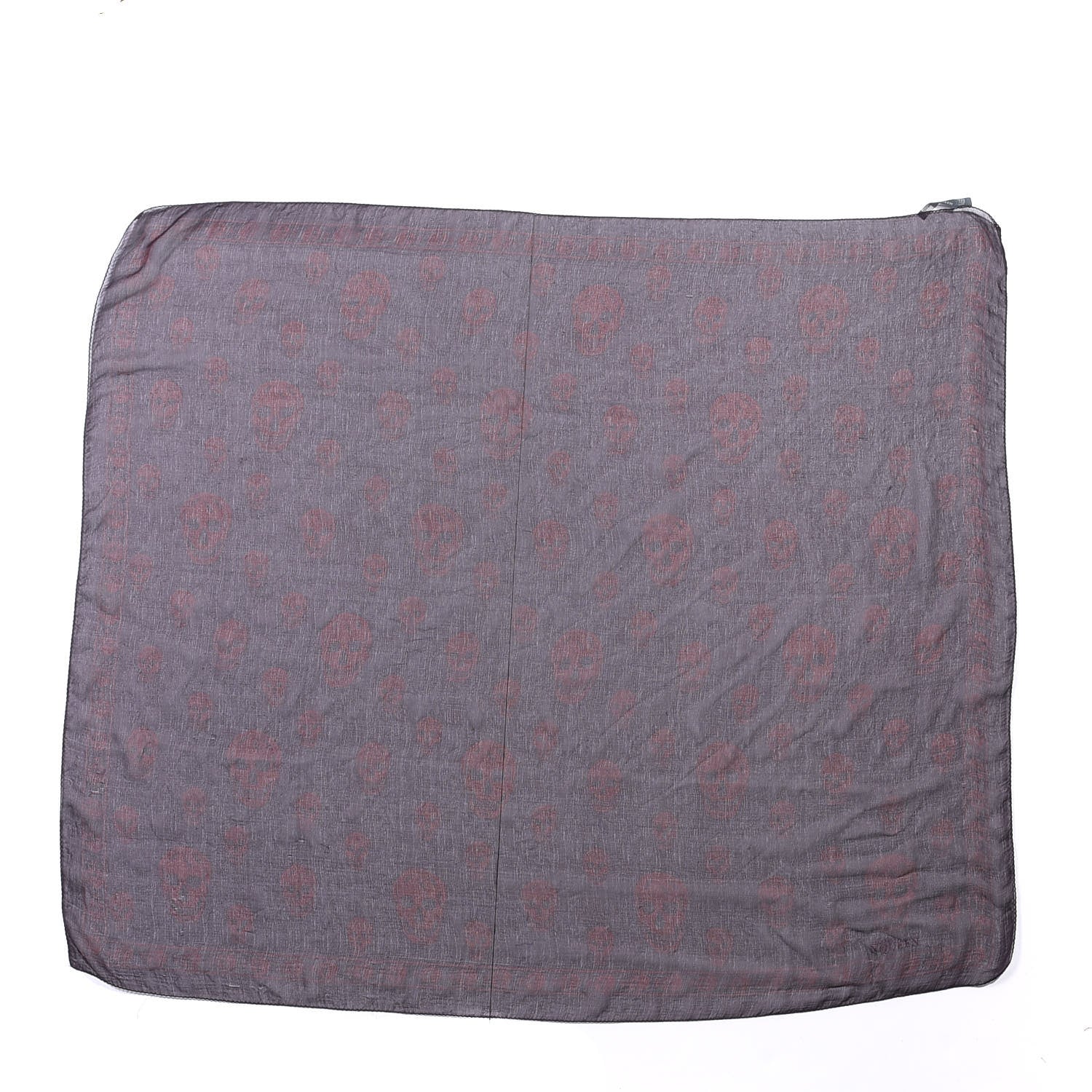 Alexander McQueen Silk Chiffon Skull Scarf Bordeaux Grey 1 of 3
