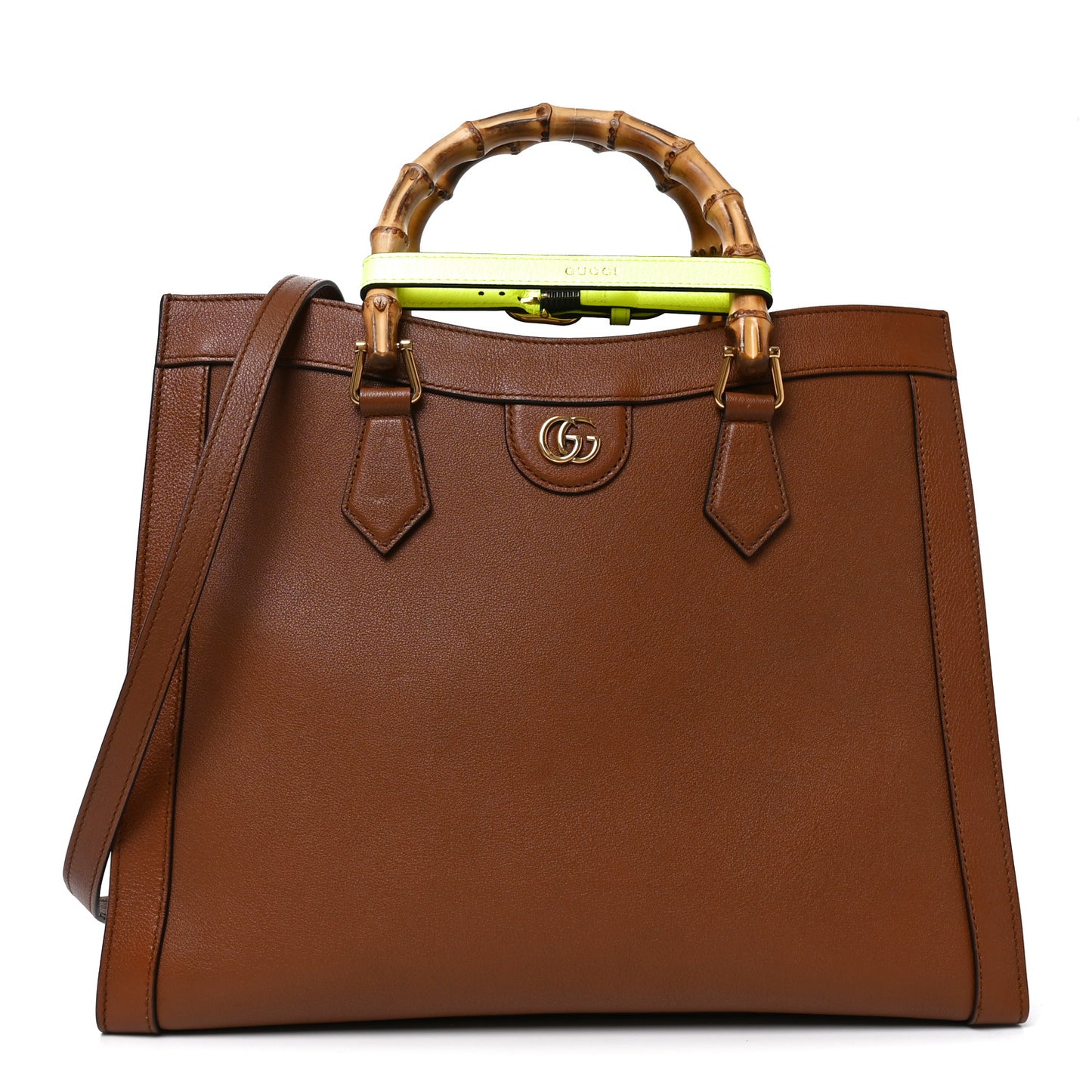 Wonka Grain Calfskin Medium Diana Tote Bag Cuir Yellow Fluo