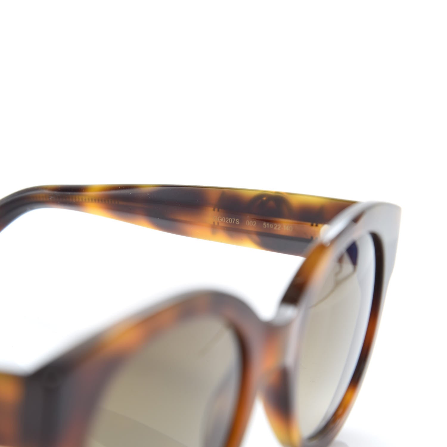 Gucci Acetate Round Frame GG Star Sunglasses GG0207S Tortoiseshell 5 of 7