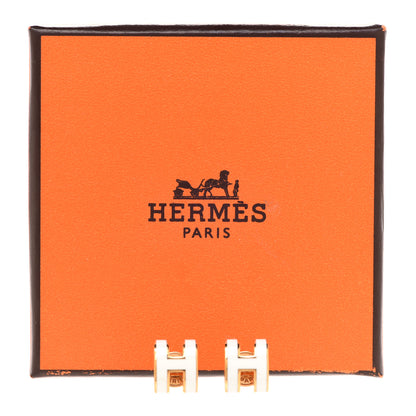 Hermes Gold Lacquered Mini Pop H Earrings White 7 of 7