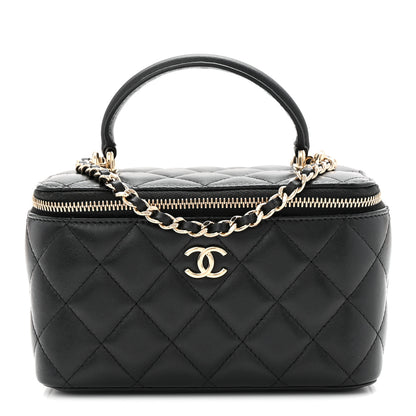 Chanel Lambskin Quilted Small Top Handle Vanity Case With Chain Black 1 of 10