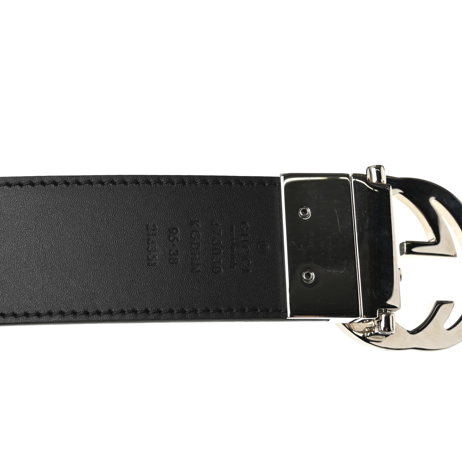 Gucci GG Supreme Monogram Selleria Calfskin Interlocking G Reversible 37mm Belt 95 38 Beige Ebony Black 3 of 5