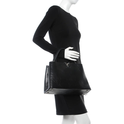 Louis Vuitton Taurillon Capucines MM Shiny Black 2 of 6