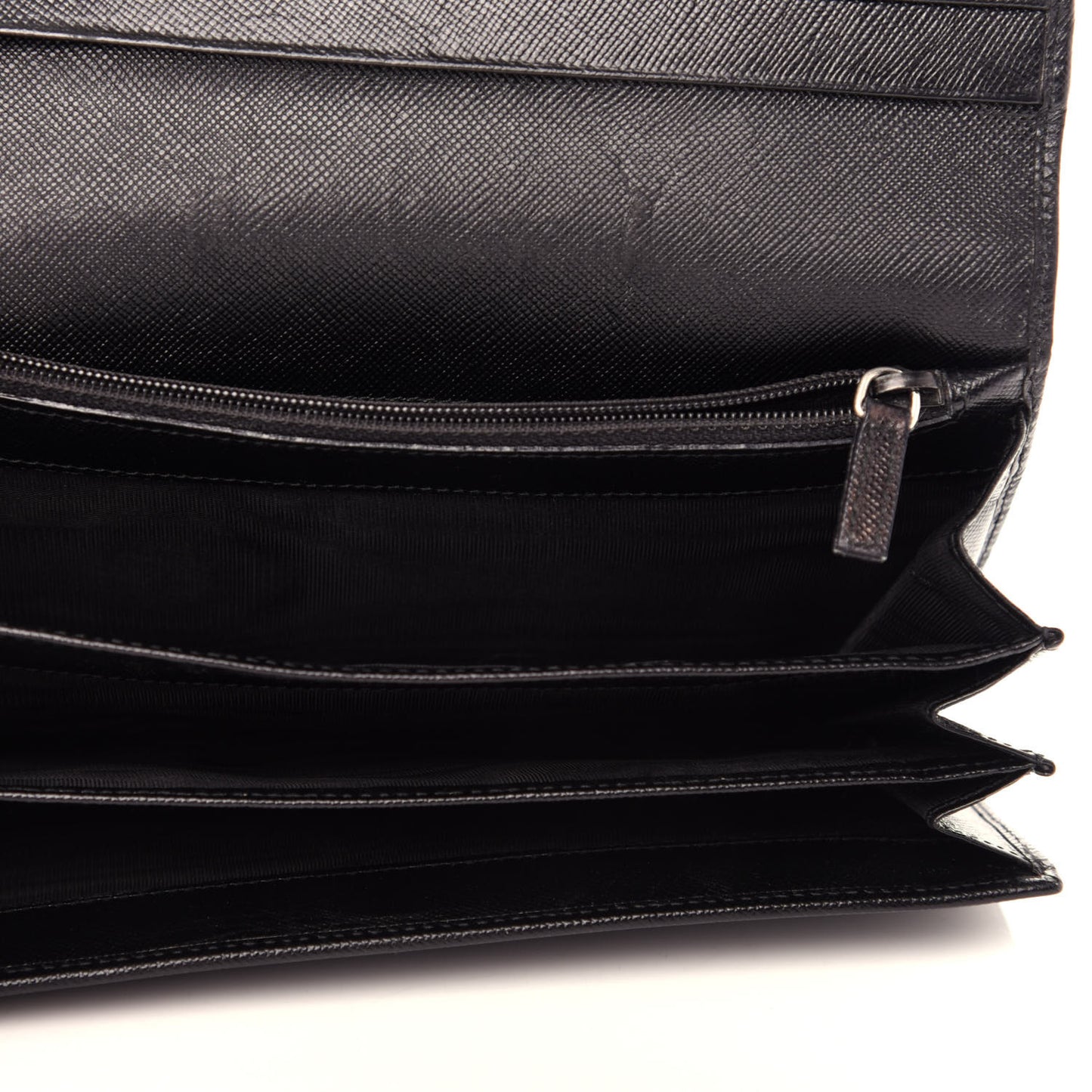 Saffiano Triangle Continental Flap Wallet Black