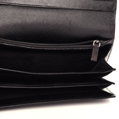 Prada Saffiano Triangle Continental Flap Wallet Black 5 of 10